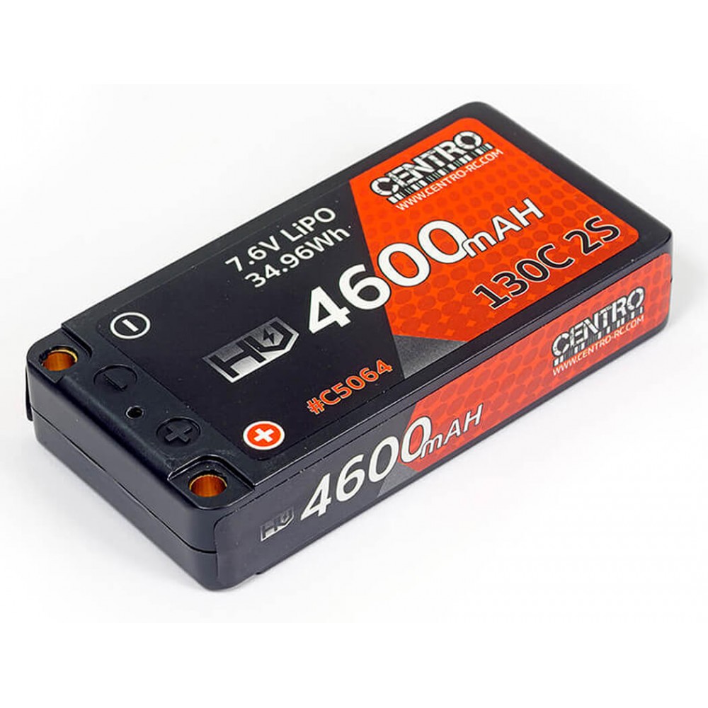 Centro C5064 HV 4600mAh 2S 7.6V 130C Hardcase LP Shorty Lipo Battery (5mm)
