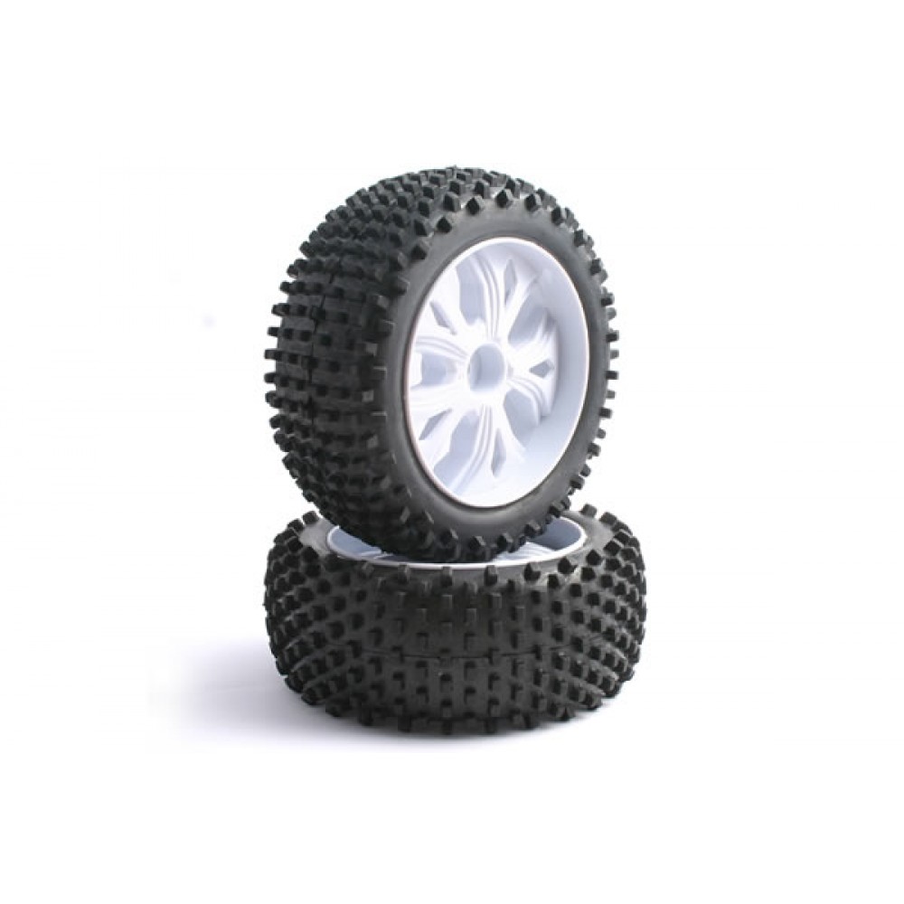 Fastrax FAST0032 1/10 Fr Block Tyre On 10-Spoke White Wheels (Enrage)