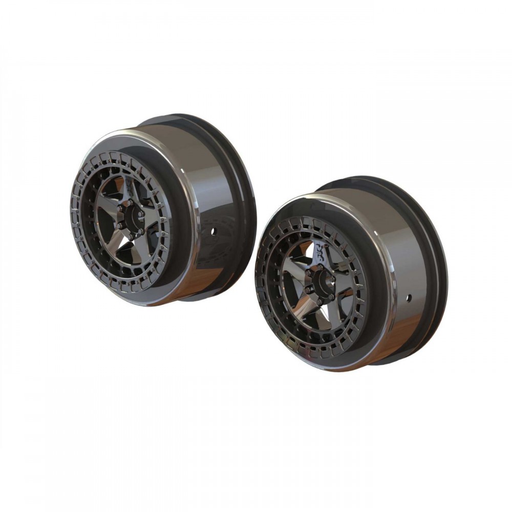Arrma AR510098 SC 2.2/3.0 Wheel 14mm Hex Black Chrome (2)