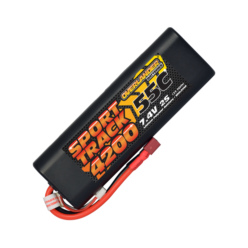 Overlander 4200mah 7.4v 2S 55C Hard Case Sport Track Lipo Battery #3140-DEANS