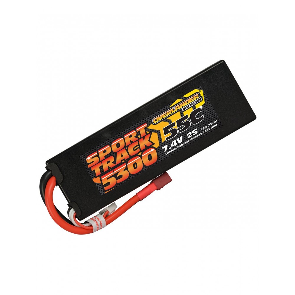 Overlander 5300mah 7.4v 2S 55C Hard Case Sport Track Lipo Battery #3141-DEANS