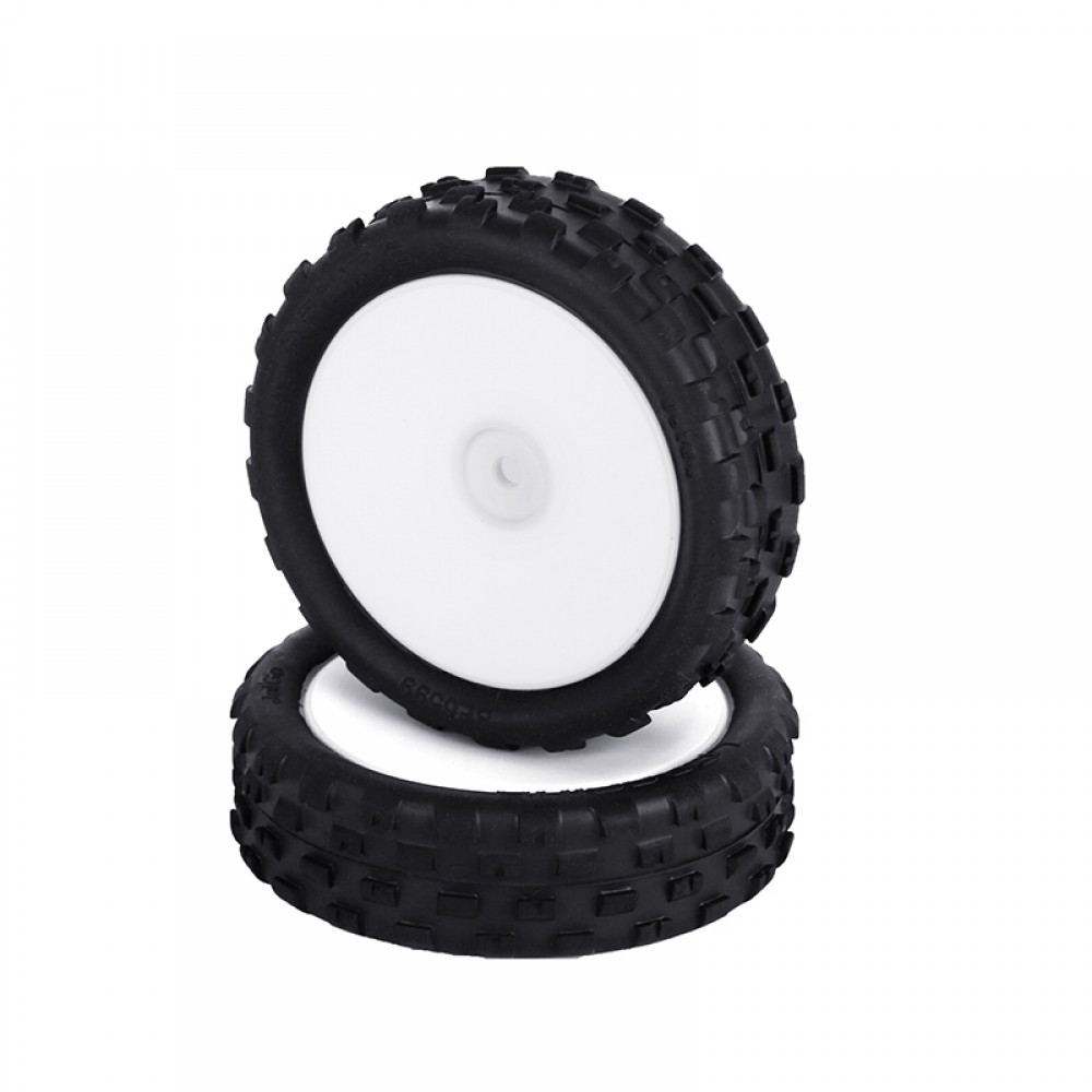 LC Racing LC5041 Jetgo - pre-mounted 2wd front block tyres on white dished wheels - pr (BHC-1)