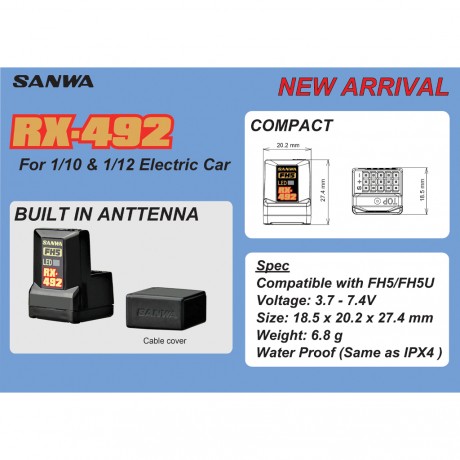 Sanwa SA107A41383A RX-492 Receiver - WP - FH5/FH5U