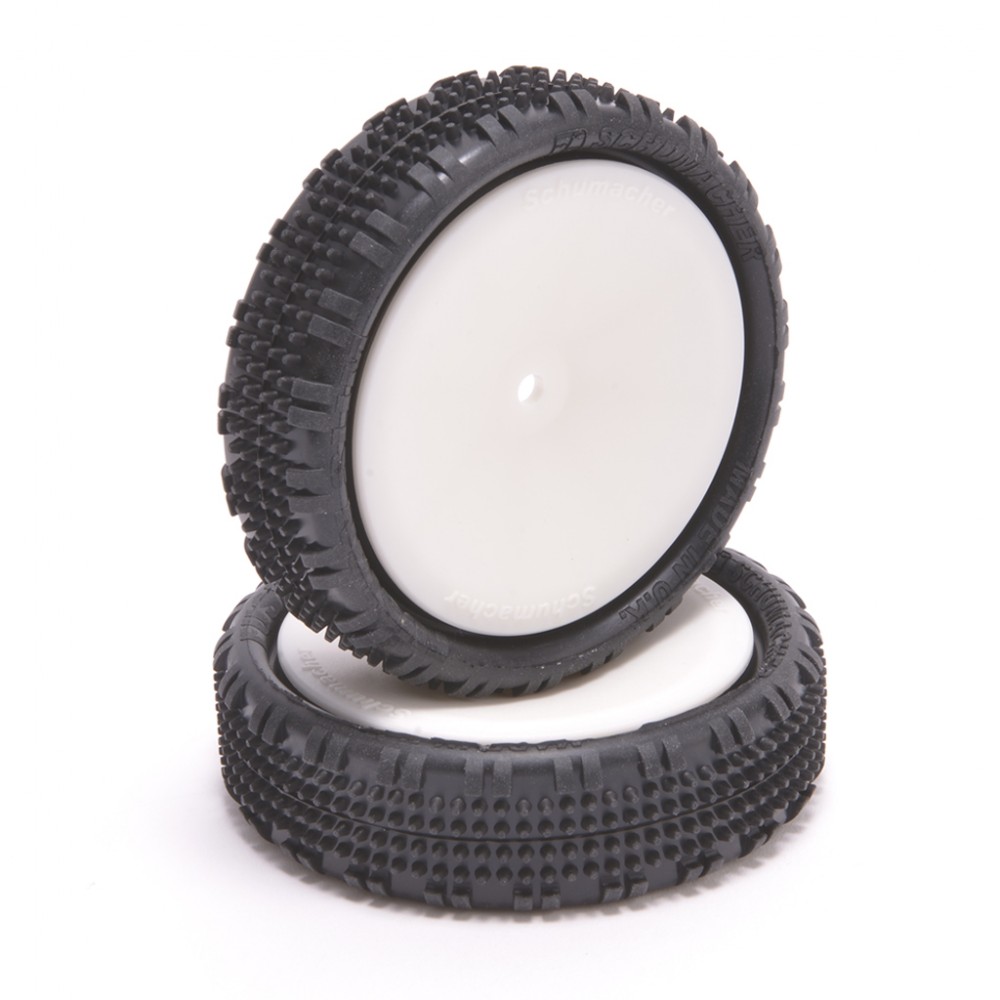 Schumacher U6904 Fusion Slim - 1/10 2WD Front Tyres - Yellow - Pre-Glued